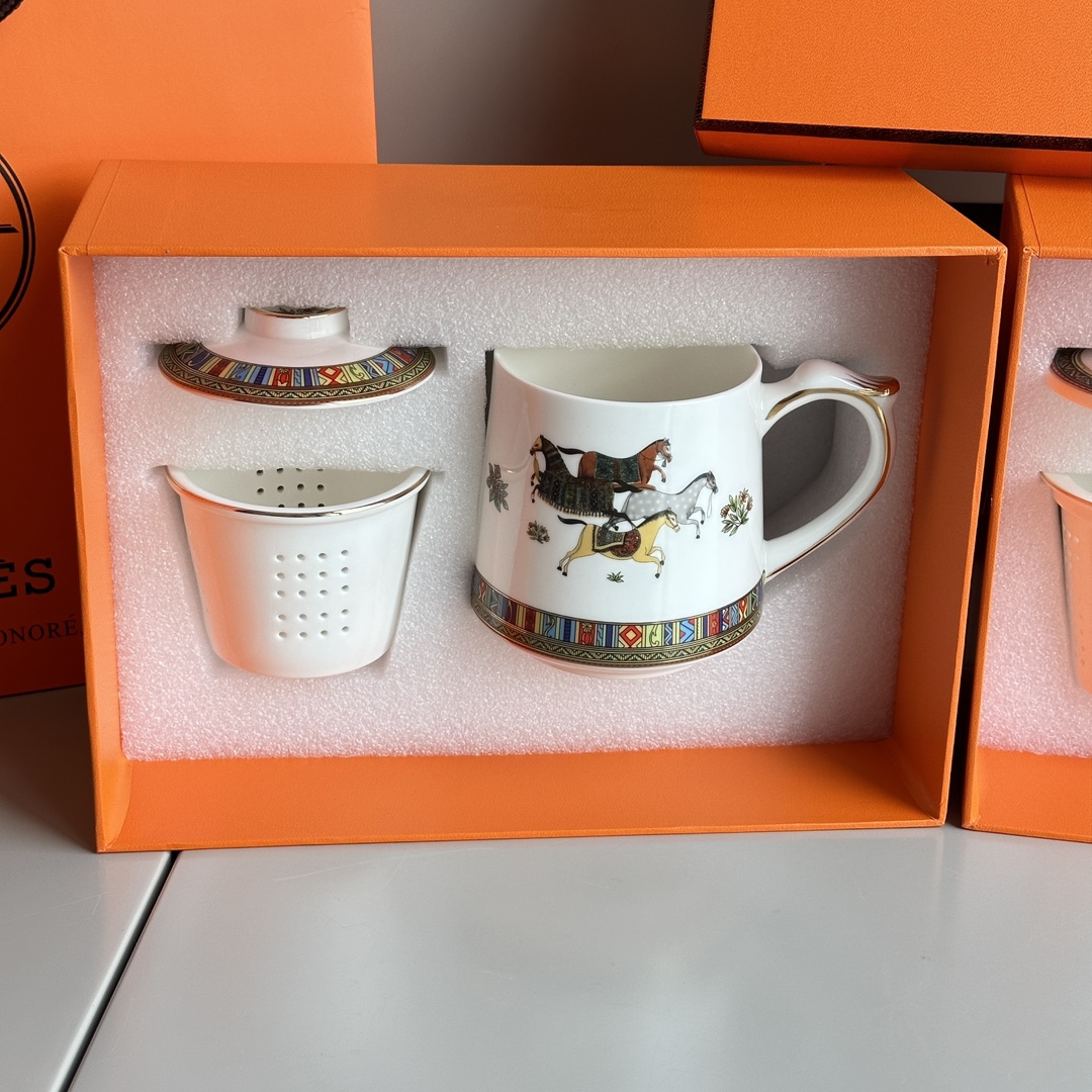 HERMÈS European-Style Fine Bone China Tea Infuser Mug - Comprehensive 8