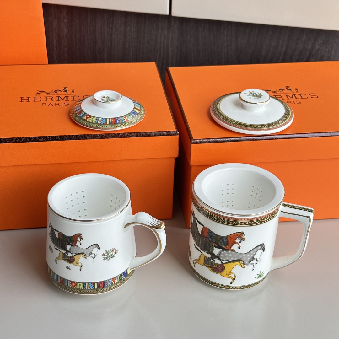 HERMÈS European-Style Fine Bone China Tea Infuser Mug - Comprehensive 7
