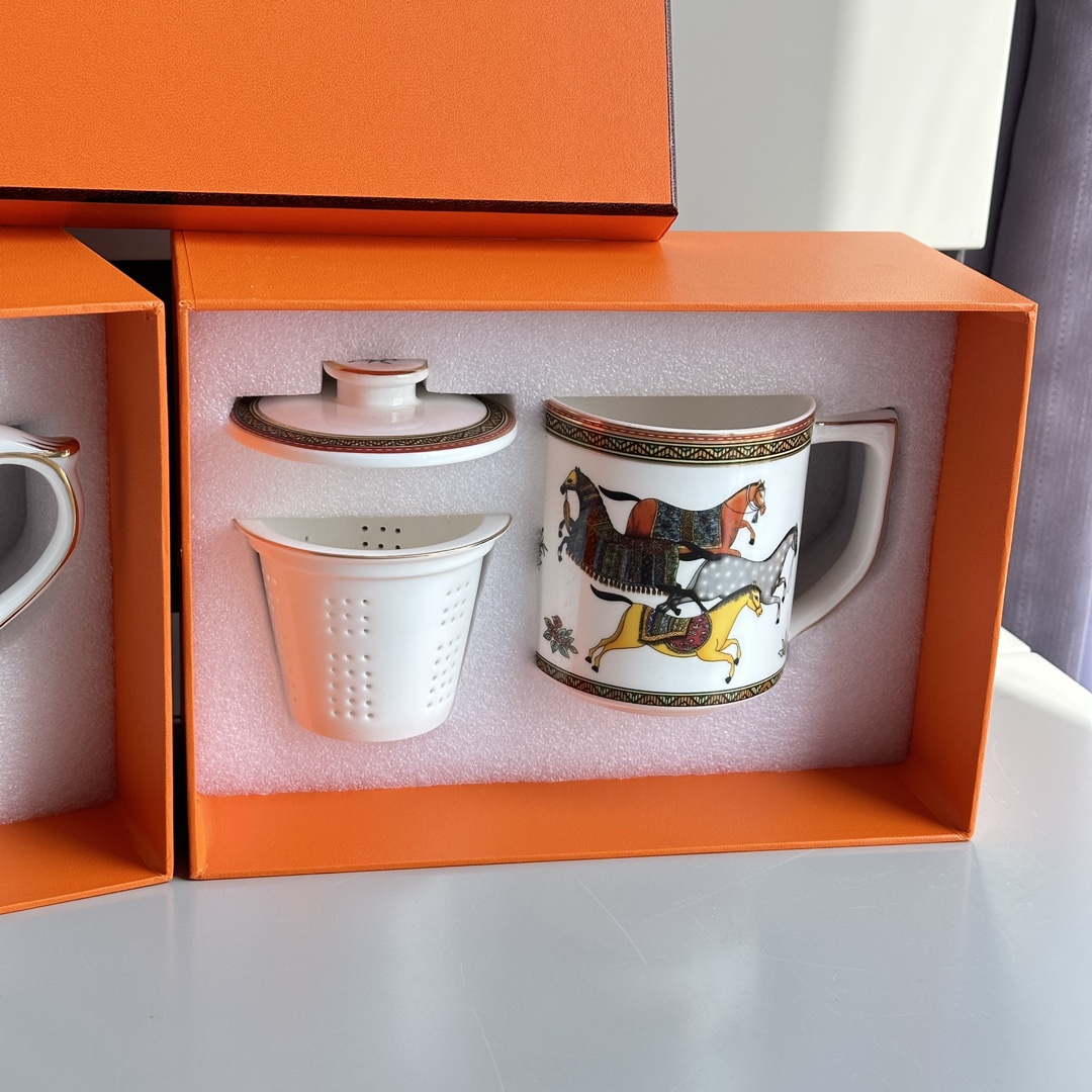 HERMÈS European-Style Fine Bone China Tea Infuser Mug - Comprehensive 9