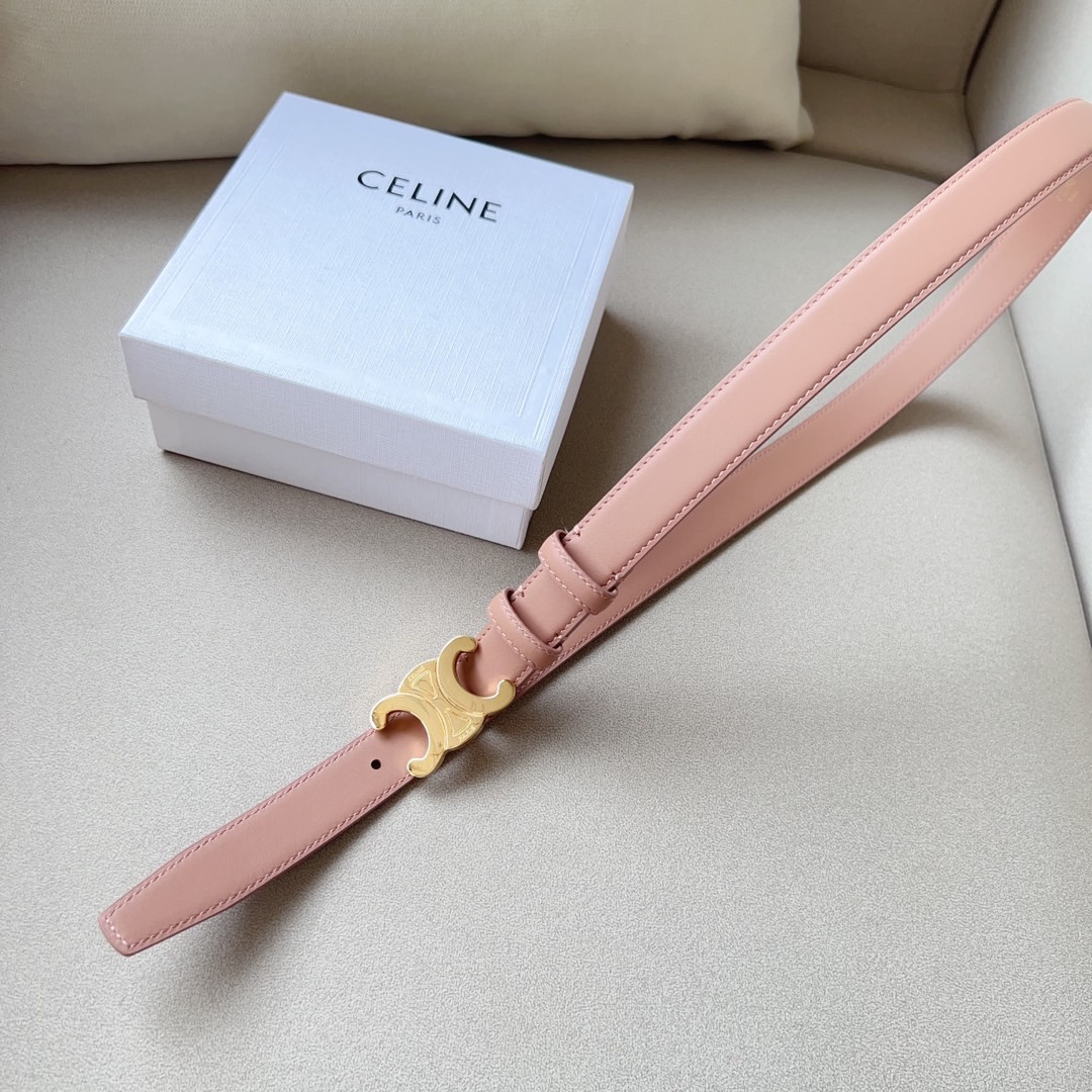 celineTRIOMHE中号标志印花牛皮革腰带白色标志印花和牛皮革TRIOMHE配领扣带扣环扣和皮革边