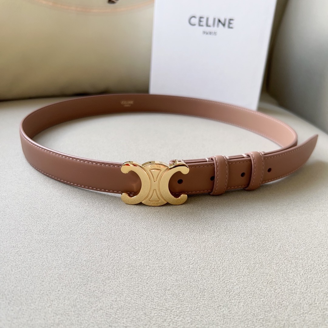 celineTRIOMHE中号标志印花牛皮革腰带白色标志印花和牛皮革TRIOMHE配领扣带扣环扣和皮革边