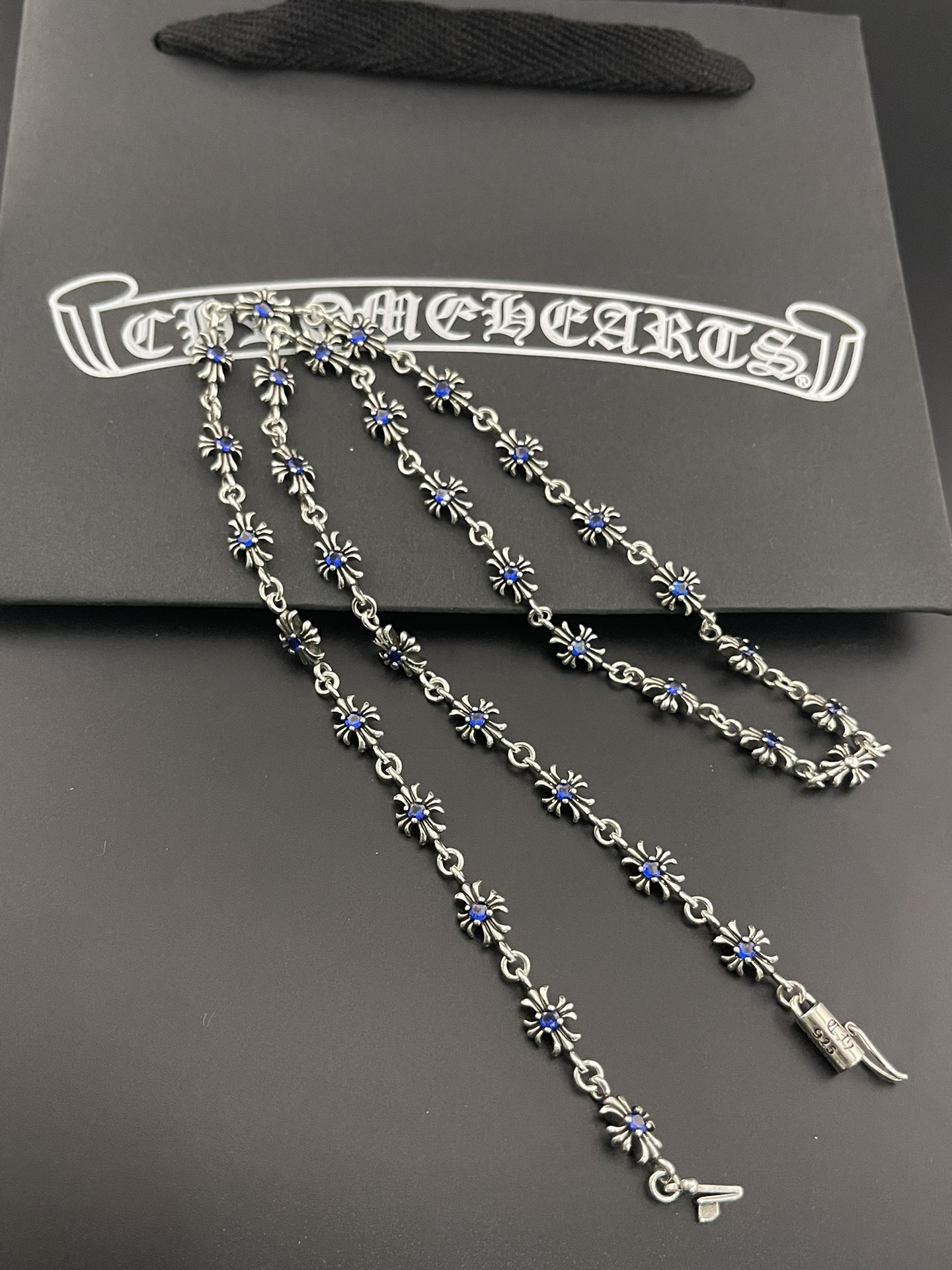 NO:108925,Recommended today Croheart cross blue diamond necklace Size: 55㎝, jewelry quality, chrome hearts, necklace19860909今日推荐 克罗心十字蓝钻项链 尺寸:55㎝,饰品精品,chrome hearts,necklace,Jewelry