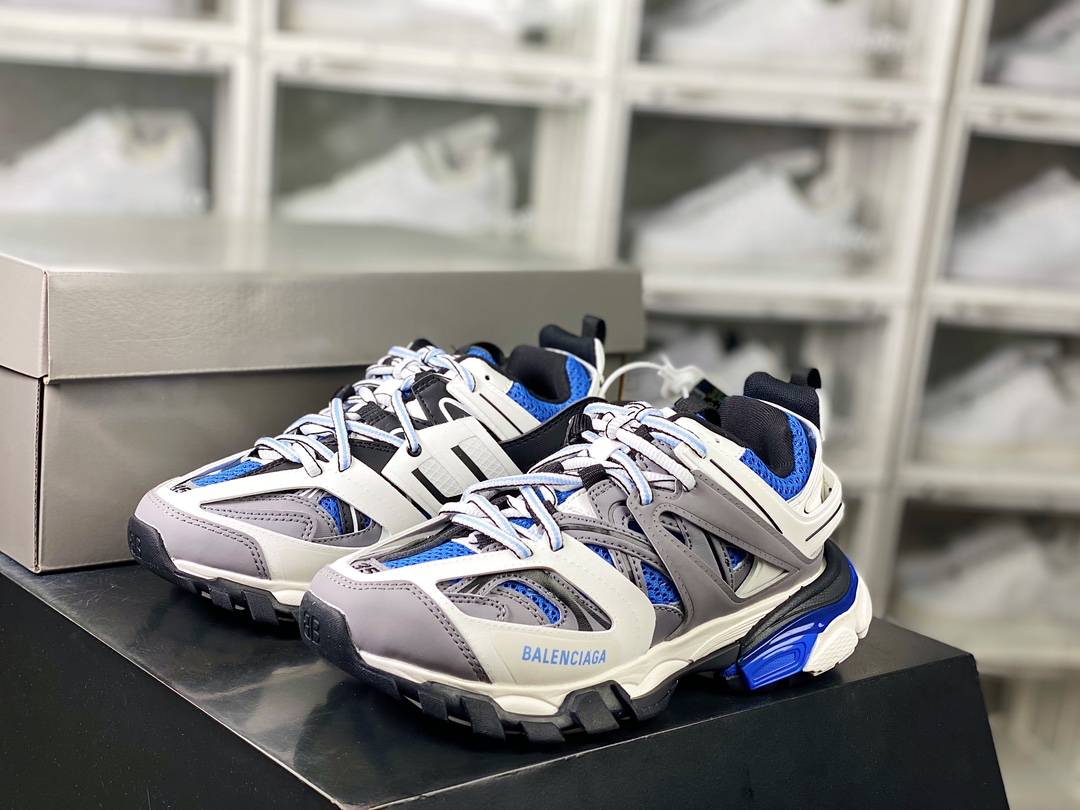 480 巴黎世家BALENCIAGA Track Trainers 3.0代复古野跑姥爹潮流百搭慢跑鞋“深灰白黑宝蓝”542436 W3SR6 2501