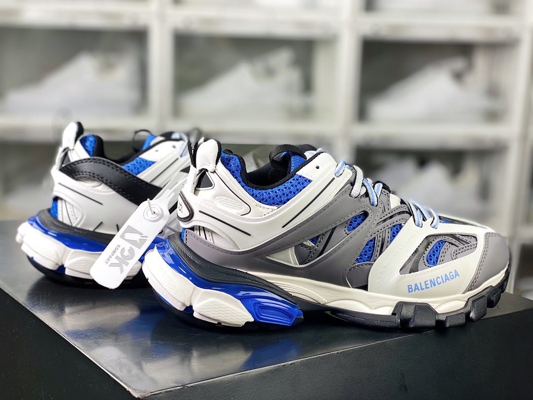 480 巴黎世家BALENCIAGA Track Trainers 3.0代复古野跑姥爹潮流百搭慢跑鞋“深灰白黑宝蓝”542436 W3SR6 2501