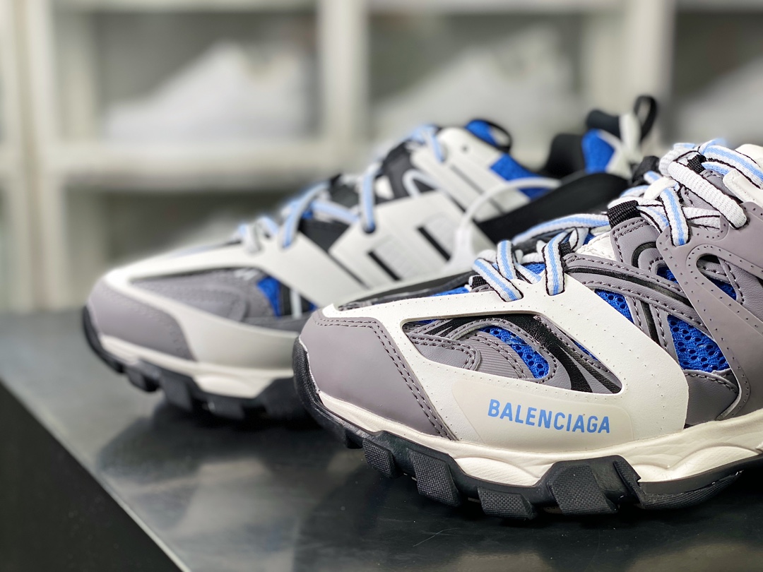 480 巴黎世家BALENCIAGA Track Trainers 3.0代复古野跑姥爹潮流百搭慢跑鞋“深灰白黑宝蓝”542436 W3SR6 2501