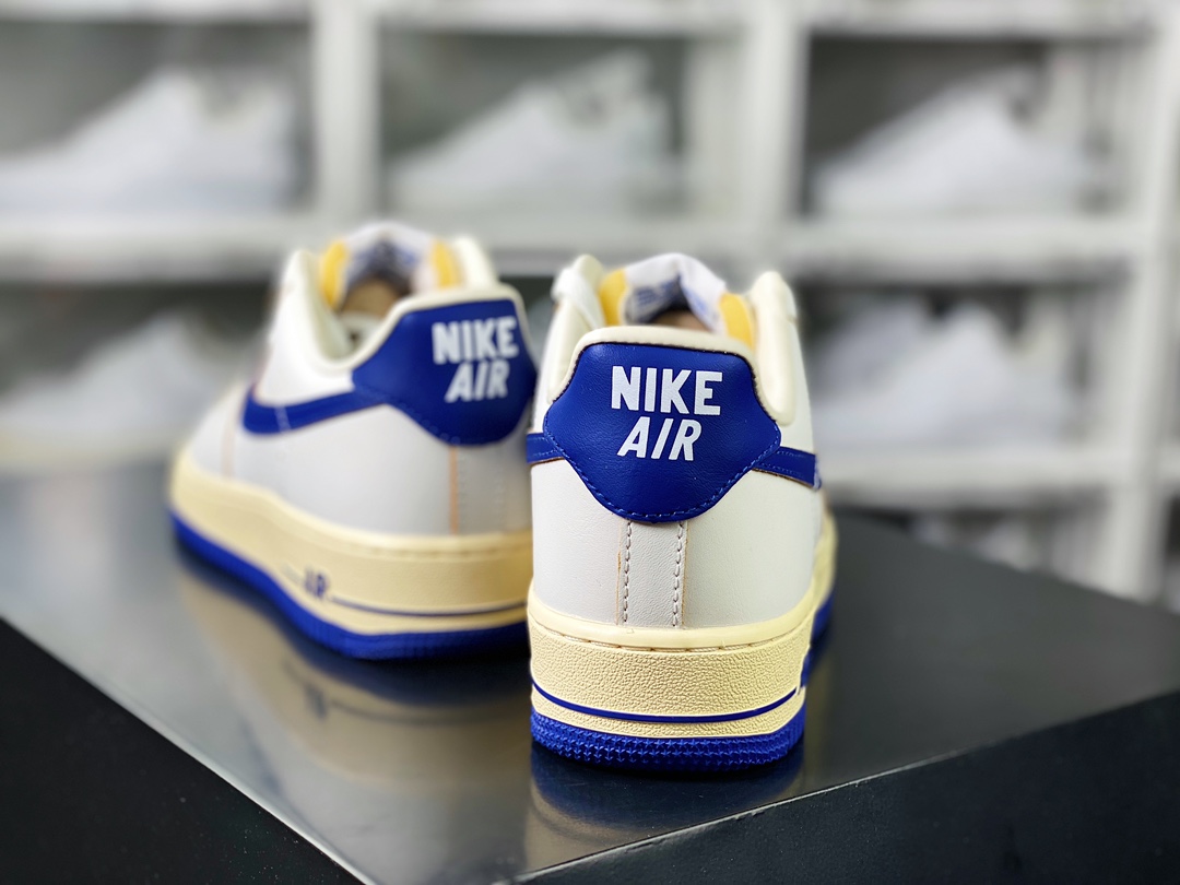 Nike Air Force 1'07 LV8 Low ”Athletic Department” Air Force One sneakers ”Leather White Royal Blue Oxidized Old Yellow” FQ8103-133