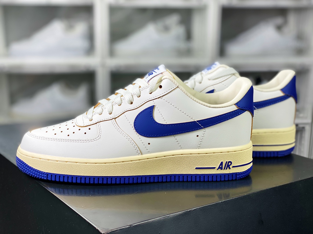 Nike Air Force 1'07 LV8 Low ”Athletic Department” Air Force One sneakers ”Leather White Royal Blue Oxidized Old Yellow” FQ8103-133