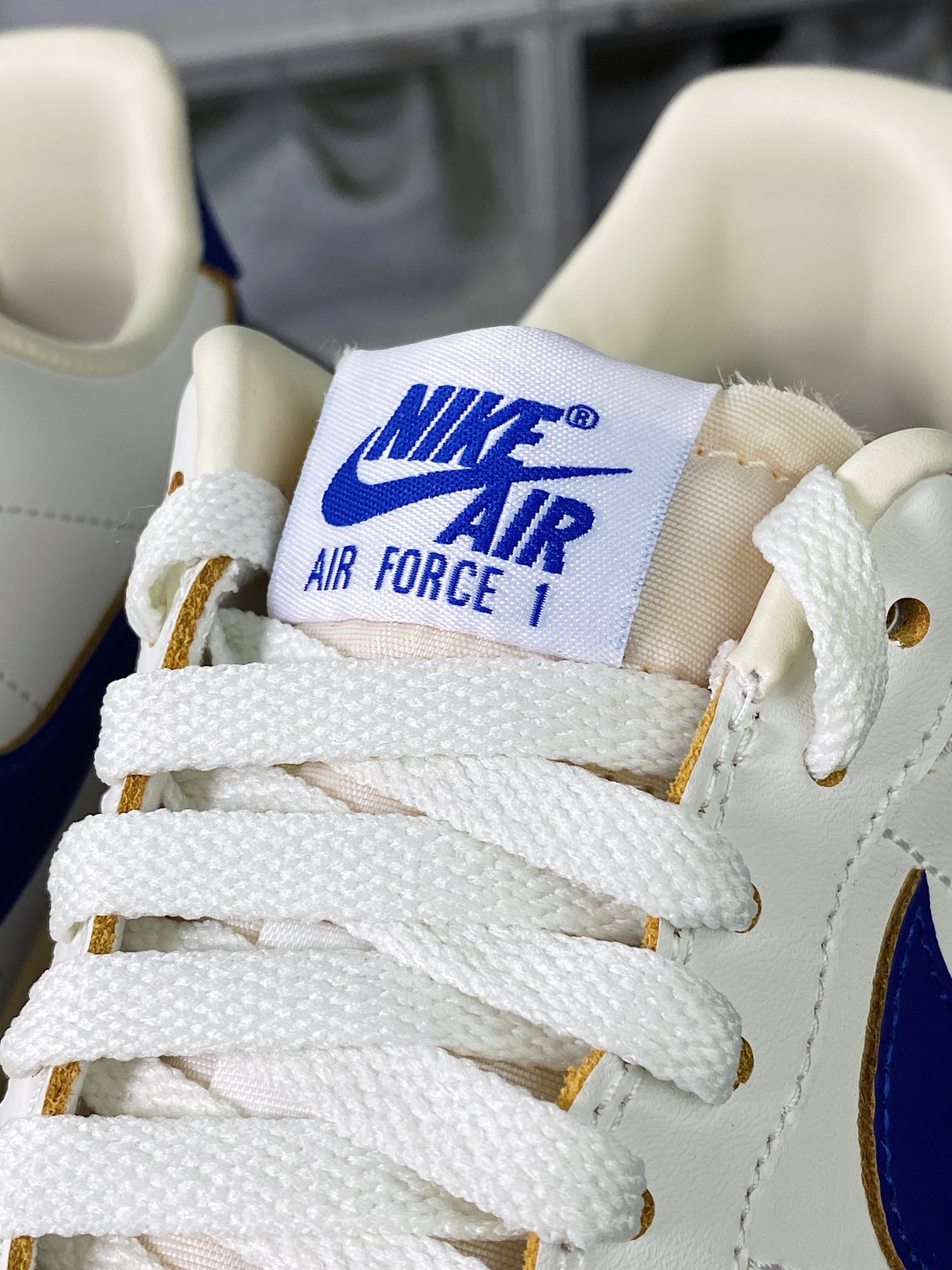 Nike Air Force 1'07 LV8 Low ”Athletic Department” Air Force One sneakers ”Leather White Royal Blue Oxidized Old Yellow” FQ8103-133