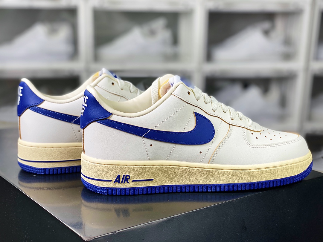 Nike Air Force 1'07 LV8 Low ”Athletic Department” Air Force One sneakers ”Leather White Royal Blue Oxidized Old Yellow” FQ8103-133