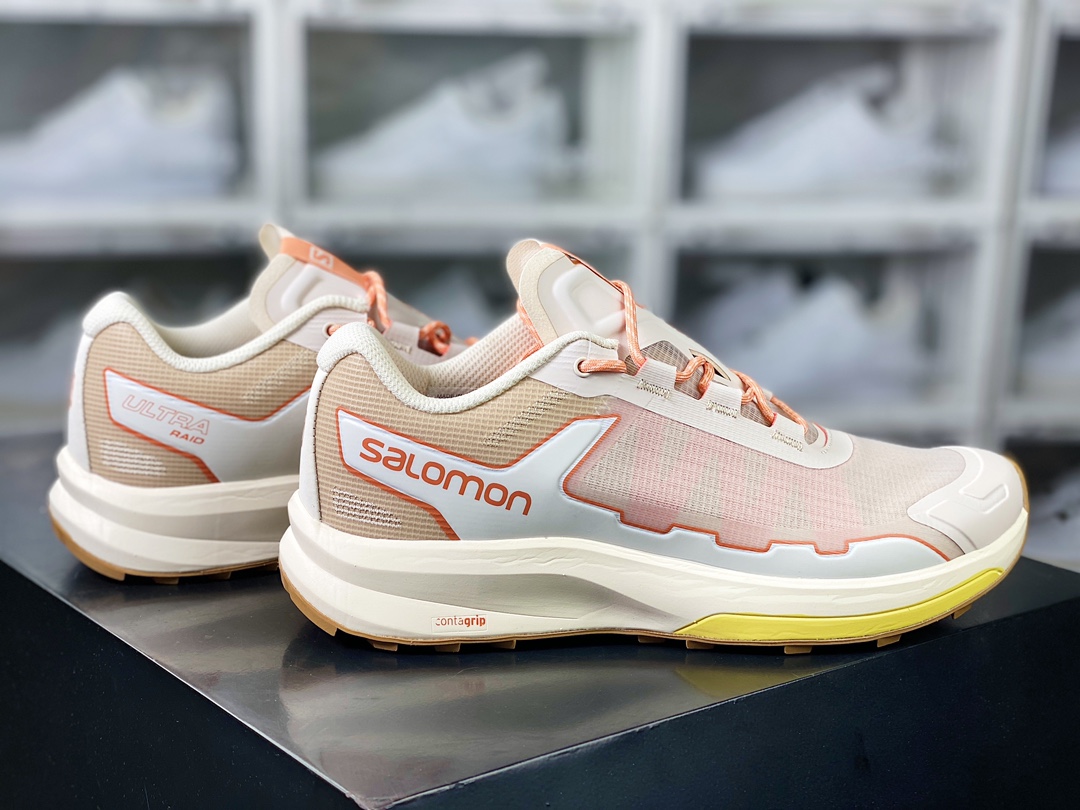 Salomon Ultra Raid ”Beige White/Pink” enhanced raid series low-top running shoes ”beige orange pink” 416604