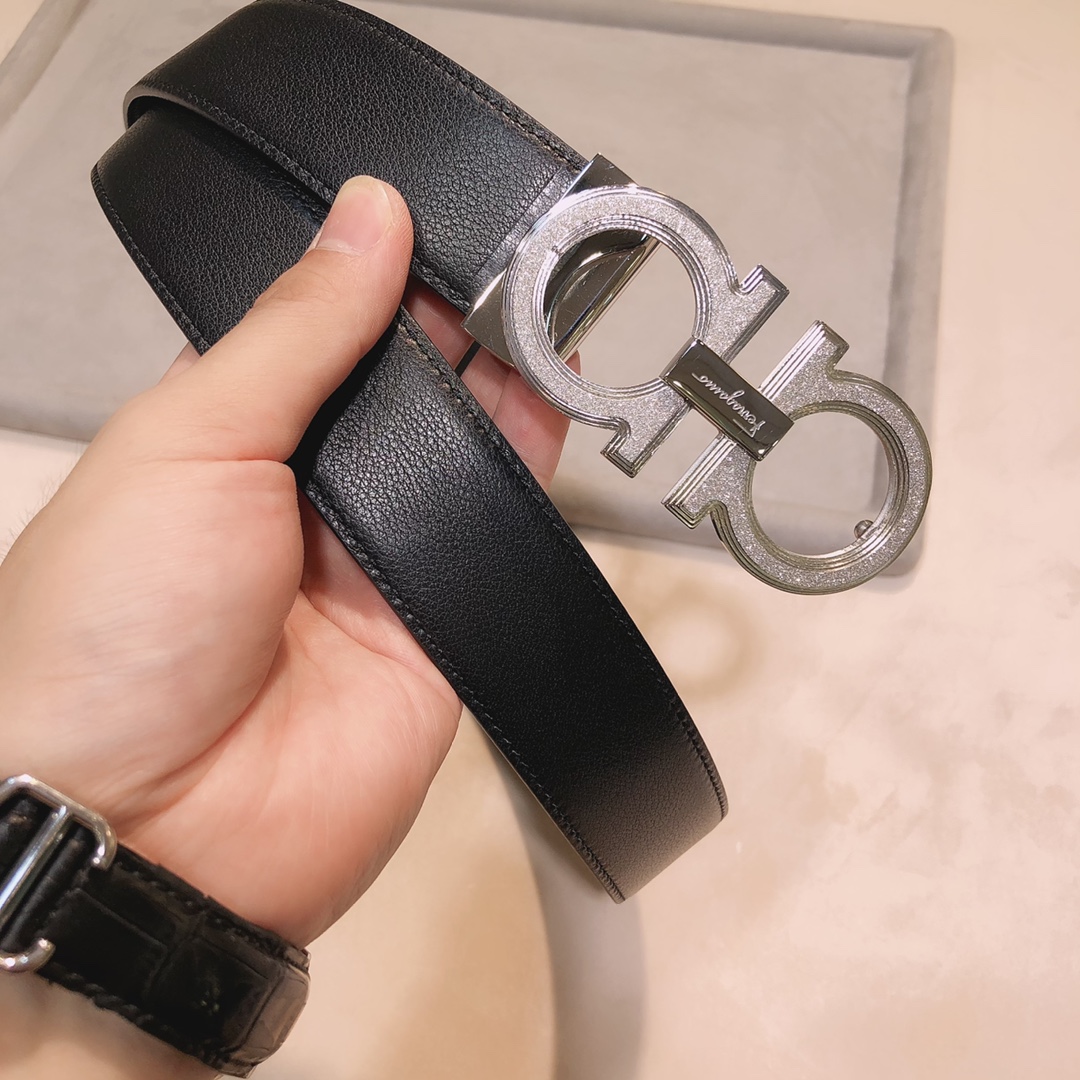 新款Ferragamo菲拉格慕真正的喷砂五金原版扣看细节小牛皮尺寸3.4CM