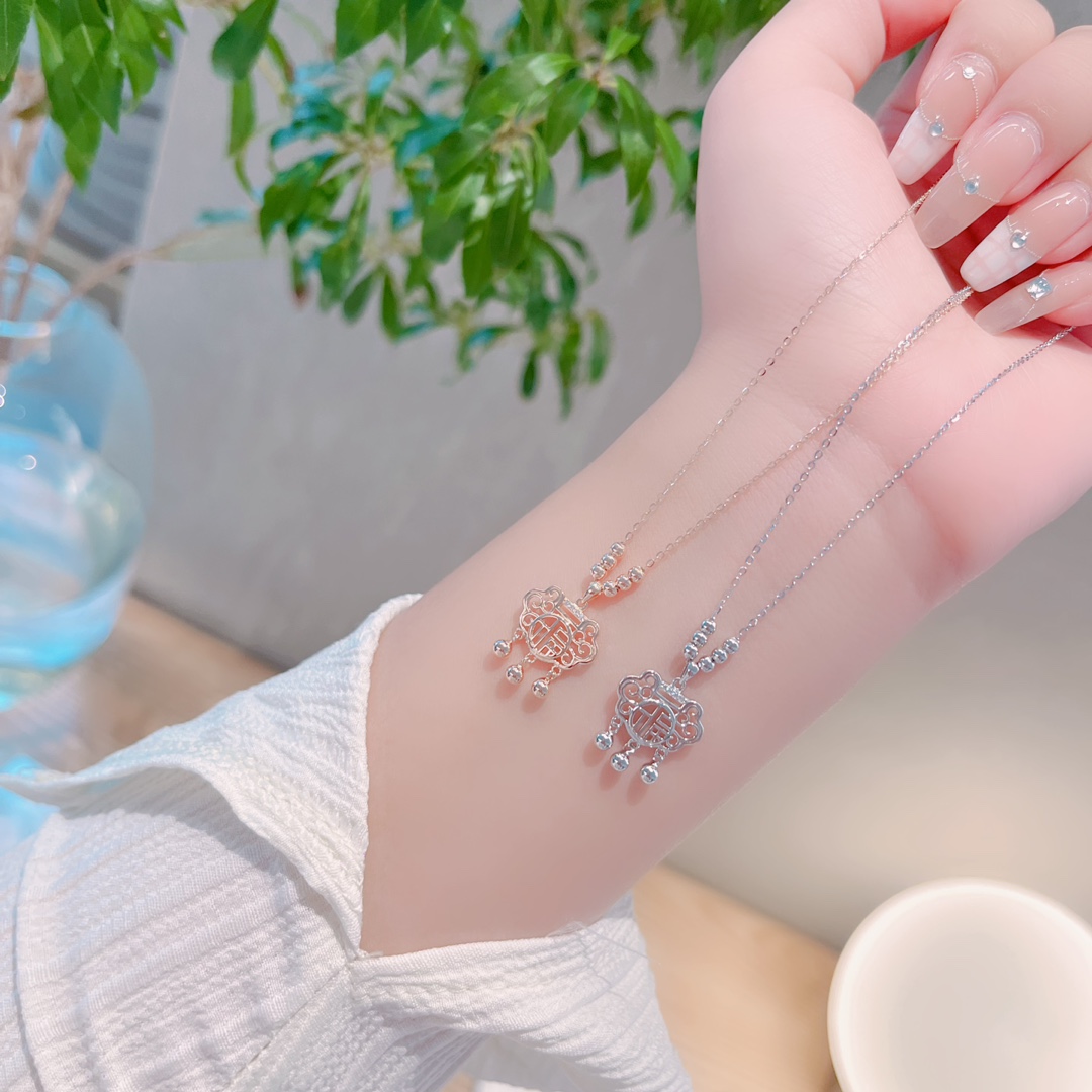 S925 Sterling Silver Necklace Pure Spring Festival Silver