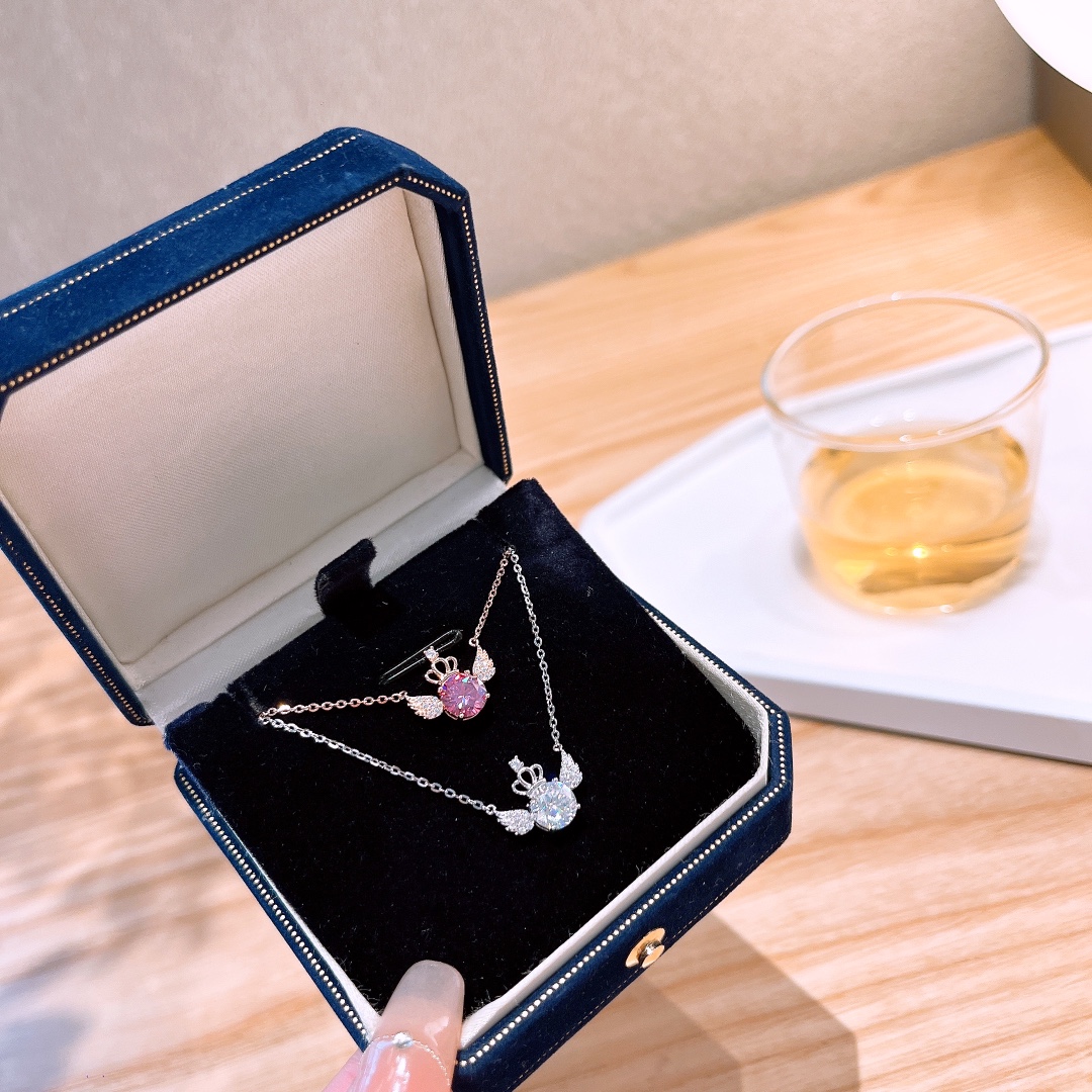 925 Silver Moissanite Necklace Girly Christmas Gold