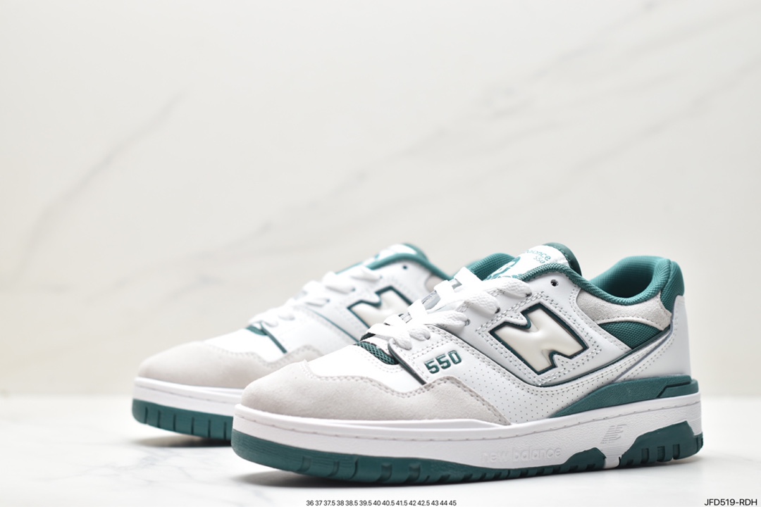 New Balance 55 series white, yellow and green New Balance leather neutral casual running shoes BB550STA