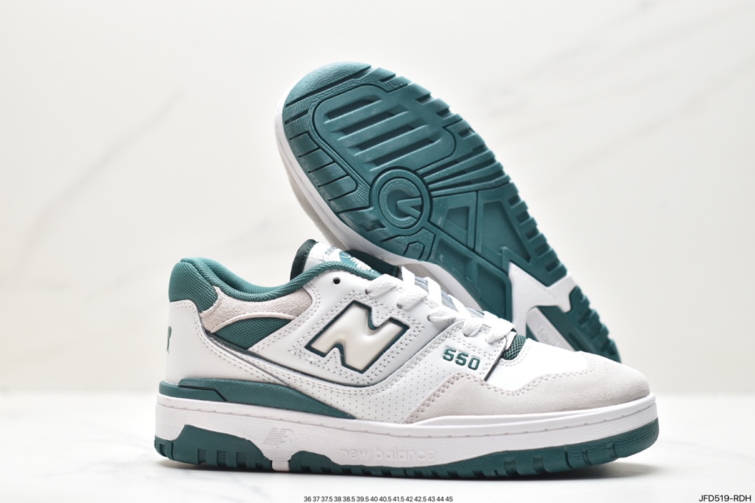 New Balance 55 series white, yellow and green New Balance leather neutral casual running shoes BB550STA