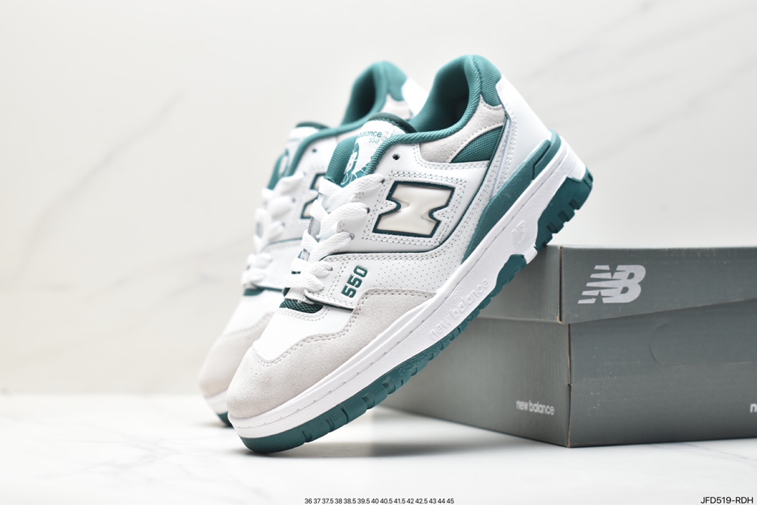 New Balance 55 series white, yellow and green New Balance leather neutral casual running shoes BB550STA