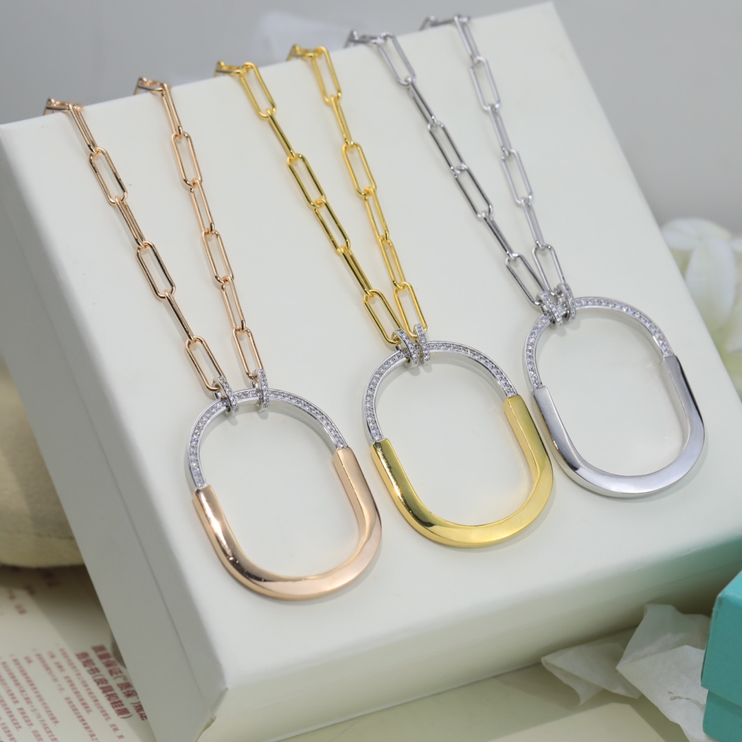 Tiffany klassieke cross colorblock ketting zwaar verguld elegant en zoet luxueus en groots - topkwaliteit