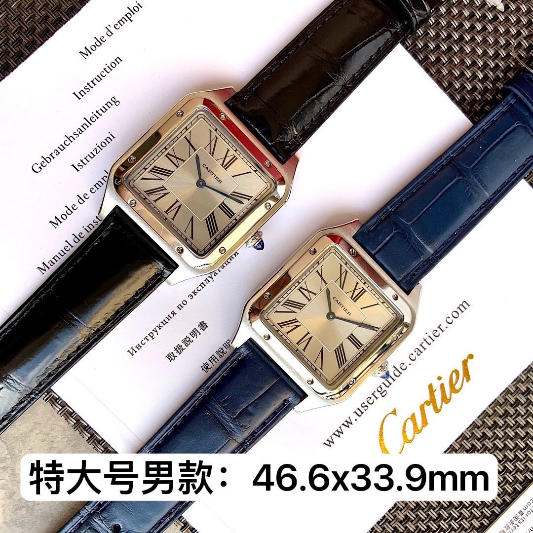 NO:512148,(New Year's discounts) Cartier classic works, Sandushi series watches!  Compared with round watches, square watches are particularly unique because of their clear edges and angular design. When it comes to classic works in square watches, Cartier's Sandos is naturally on the list. Sandos is not only a model among square watches, but also considered 'the world's first modern watch'. The birth of Sandos series watches is full of legendary colors. At that time, Louis Cartier was his friend, Brazilian pilot Albert Sandos Dumont, creating a watch that can be worn on his hand to facilitate viewing time during flight. The first modern watch in history came into being. This watch is made of fine steel, with a matte dial paired with sword-shaped blue steel hands and classic Roman numeral hour markers, which are classic and durable. The outer ring of the Roman hour marker is a track scale, which adds the face of the watch face.  Some retro features are decorated with 8 screws on the bezel, which is very recognizable. The sides are treated with brushed technology, and the bezel is polished and can be matched with formal wear and casual style. The case has a slightly curved curve, which perfectly fits the wrist and is very comfortable to wear; the crown is a blue natural spinel, paired with an American crocodile leather strap and matches the blue round gems inlaid on the crown, and the overall appearance is elegant and exquisite gentlemanly; the bottom cover is engraved with Cartier logo and the 'S=D' signature of Albert Sandus Dumont; the outline is smooth, simple and elegant, which is very consistent with the trendy taste of contemporary gentlemen. The large watch diameter is 43.5*31.4mm, the small watch diameter is 38*27.5mm; the Swiss quartz movement, with a full set of packaging and price for first-hand!  Finally, the large-sized Shandushi men's model is shipped!  Cartier classics, Sandos series watches!  Compared with round watches, square watches are particularly unique because of their clear edges and angular design. When it comes to classic works in square watches, Cartier's Sandos is naturally on the list. Sandos is not only a model among square watches, but also considered 'the world's first modern watch'. The birth of Sandos series watches is full of legendary colors. At that time, Louis Cartier was his friend, Brazilian pilot Albert Sandos Dumont, creating a watch that can be worn on his hand to facilitate viewing time during flight. The first modern watch in history came into being. This watch is made of fine steel, with a matte dial paired with sword-shaped blue steel hands and classic Roman numeral hour markers, which are classic and durable. The outer ring of the Roman hour marker is a track scale, which adds some retro features to the watch face.  There are 8 screws on it, which is very recognizable. The sides are treated with brushed technology, and the bezel is polished and can be matched with formal wear and casual style. The case has a slightly curved curve, which perfectly fits the wrist and is very comfortable to wear. The crown is a blue natural spinel, paired with an American crocodile leather strap and matches the blue round gems inlaid on the crown, and the overall appearance is elegant and exquisite gentlemanly; the bottom cover is engraved with Cartier logo and the 'S=D' signature of Albert Sandus Dumont; the outline is smooth, simple and elegant, which is very consistent with the trendy taste of contemporary gentlemen. Is the large watch diameter of men's large watch 46.6x33.9, the medium watch diameter of women's medium 43.5*31.4mm, the small watch diameter of women's small watch diameter 38*27.5mm; the Swiss quartz movement, with a full set of packaging for first-hand price!  , louis vuitton, cartier,crocodile skin19860909批,（新年有优惠）卡地亚经典之作,山度士系列腕表！相较于圆形腕表,方形腕表因其棱角分明的设计显得格外独特,而提到方表中的经典之作,卡地亚的山度士自然榜上有名,山度士腕表不仅是方形腕表中的典范,同时也被认为是“世界上第一只现代手表”.山度士系列腕表的诞生充满了传奇色彩,当时路易.卡地亚为其好友,巴西飞行员阿尔伯特.山度士.杜蒙打造一款能够佩戴在手上的腕表,方便在飞行中查看时间,历史上第一枚现代意义的腕表应运而生.这个表款采用精钢材质打造而成,磨砂表盘上搭配剑形蓝钢指针以及经典的罗马数字时标,经典耐看.罗马字时标外圈为轨道刻度,则给手表盘面增加了一些复古特色,表圈上有8颗螺丝装饰,非常具有辨识度.侧面以拉丝工艺处理,表圈是经过抛光工艺润饰,即能搭配正装,又有休闲风格.表壳略微有一些弯曲弧度,完美贴合手腕,佩戴非常舒适；表冠是一颗蓝色天然尖晶石,搭配美洲鳄鱼皮表带与表冠上镶嵌的蓝色圆形宝石相吻合,整体呈现儒雅、精致的绅士气质；底盖则镌刻了卡地亚的Logo和阿尔伯特.山度士.杜蒙签名“S=D”字样；轮廓流畅、简约优雅,非常符合当代绅士的潮流品味.大号表径43.5*31.4mm,小号表径38*27.5mm；瑞士石英机芯,配全套包装一手价出！终于有山度士男款大号出货！卡地亚经典之作,山度士系列腕表！相较于圆形腕表,方形腕表因其棱角分明的设计显得格外独特,而提到方表中的经典之作,卡地亚的山度士自然榜上有名,山度士腕表不仅是方形腕表中的典范,同时也被认为是“世界上第一只现代手表”.山度士系列腕表的诞生充满了传奇色彩,当时路易.卡地亚为其好友,巴西飞行员阿尔伯特.山度士.杜蒙打造一款能够佩戴在手上的腕表,方便在飞行中查看时间,历史上第一枚现代意义的腕表应运而生.这个表款采用精钢材质打造而成,磨砂表盘上搭配剑形蓝钢指针以及经典的罗马数字时标,经典耐看.罗马字时标外圈为轨道刻度,则给手表盘面增加了一些复古特色,表圈上有8颗螺丝装饰,非常具有辨识度.侧面以拉丝工艺处理,表圈是经过抛光工艺润饰,即能搭配正装,又有休闲风格.表壳略微有一些弯曲弧度,完美贴合手腕,佩戴非常舒适；表冠是一颗蓝色天然尖晶石,搭配美洲鳄鱼皮表带与表冠上镶嵌的蓝色圆形宝石相吻合,整体呈现儒雅、精致的绅士气质；底盖则镌刻了卡地亚的Logo和阿尔伯特.山度士.杜蒙签名“S=D”字样；轮廓流畅、简约优雅,非常符合当代绅士的潮流品味.男款大号表径46.6x33.9吗,女款中号43.5*31.4mm,女款小号表径38*27.5mm；瑞士石英机芯,配全套包装一手价出！,,louis vuitton,cartier,crocodile skin,Watch