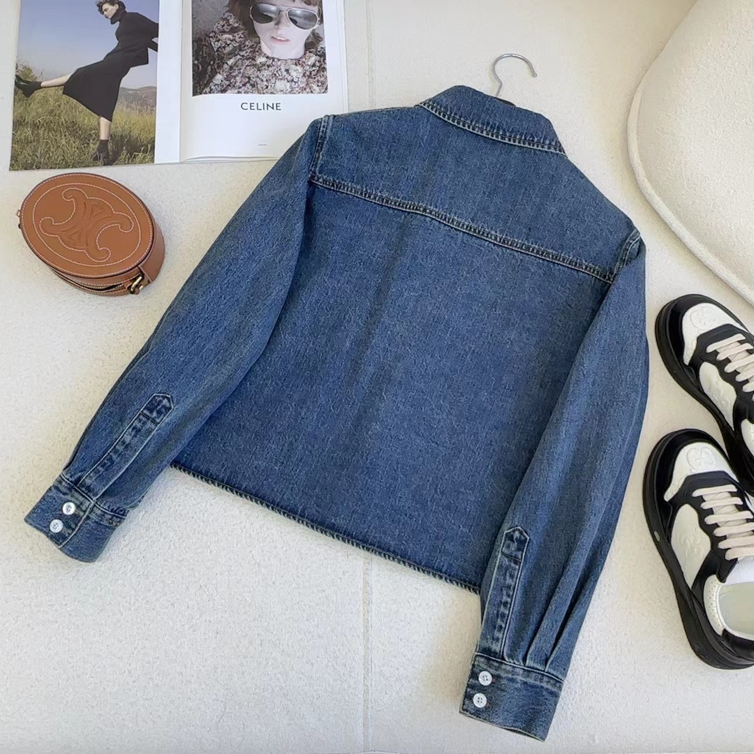 Women's Denim Cropped Shirt with Embroidered Logo - Classic & Stylish 9 i1694020488 2040 7
