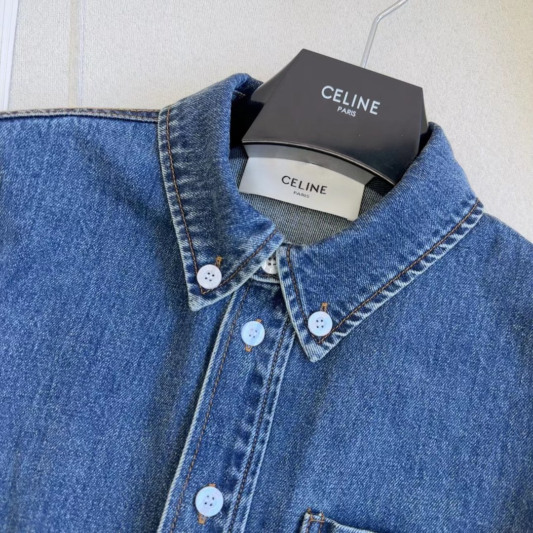Women's Denim Cropped Shirt with Embroidered Logo - Classic & Stylish 5 i1694020488 4804 3