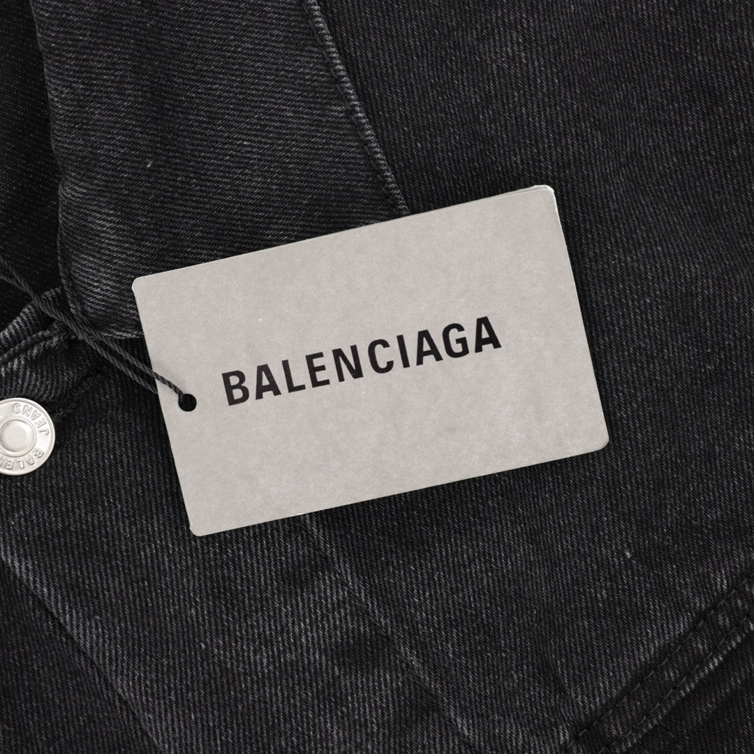 BALENCIAGA/巴黎世家 经典可乐徽标刺绣牛仔外套 2021早秋新款海浪刺绣海浪原版牛仔外套