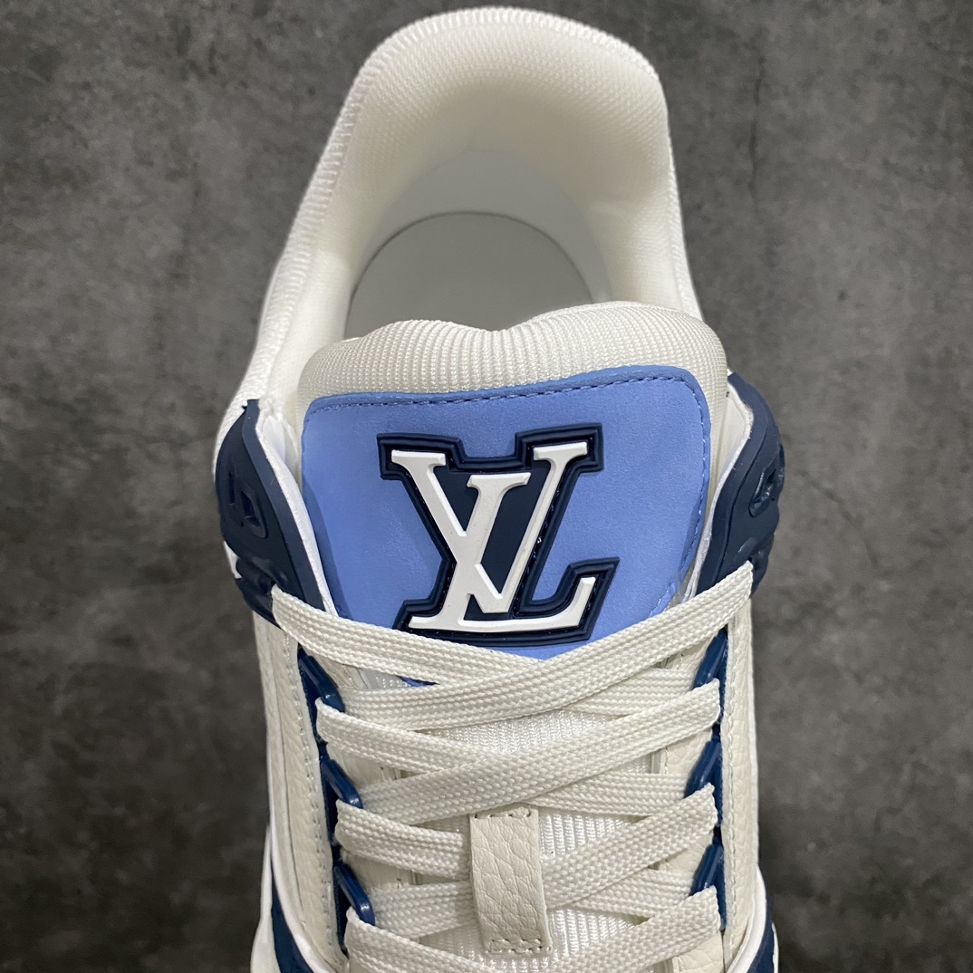 [Top-grade version without glue] Available for pick-up on the same day LV Trainer series high-end sports shoes suede white and blue