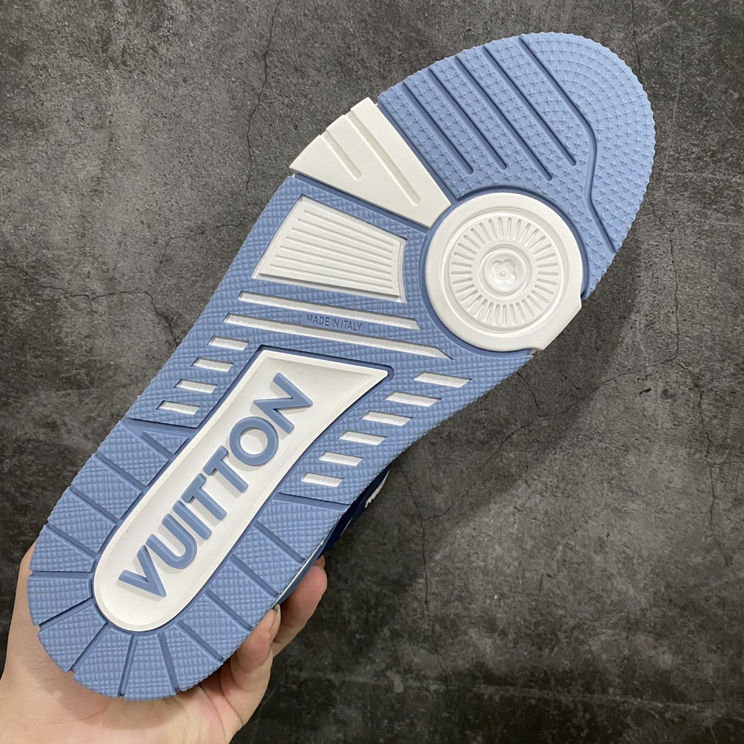 [Top-grade version without glue] Available for pick-up on the same day LV Trainer series high-end sports shoes suede white and blue