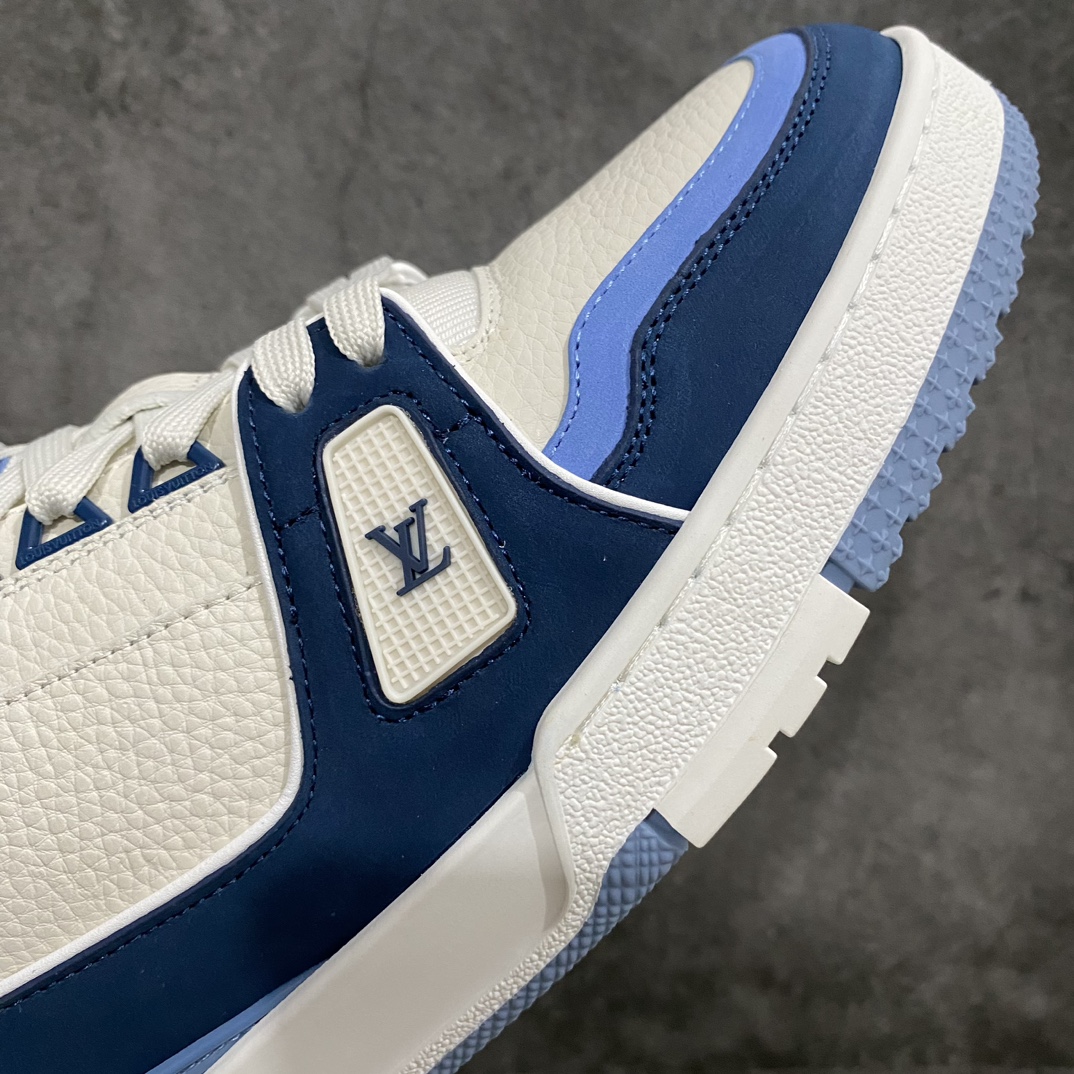 [Top-grade version without glue] Available for pick-up on the same day LV Trainer series high-end sports shoes suede white and blue