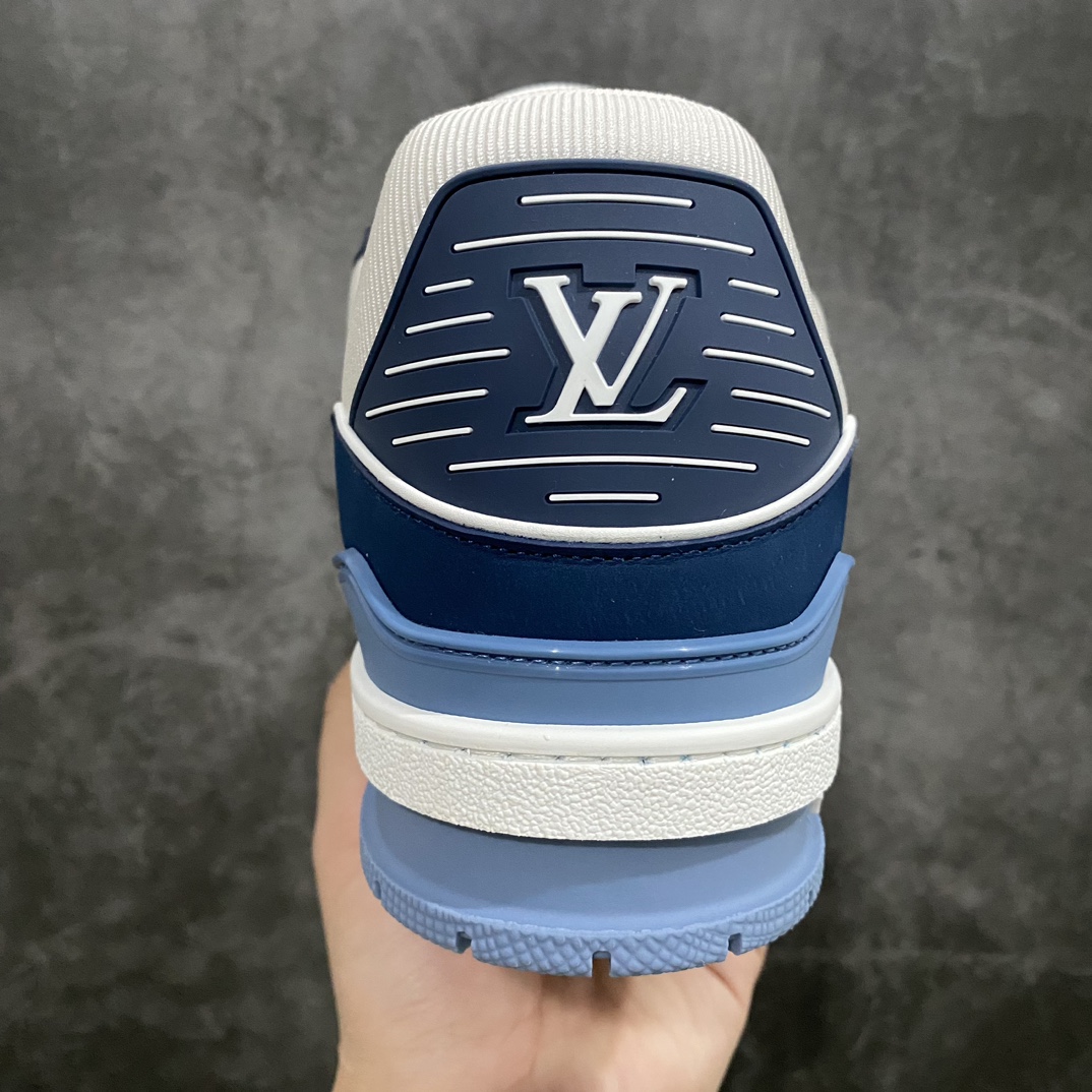 [Top-grade version without glue] Available for pick-up on the same day LV Trainer series high-end sports shoes suede white and blue