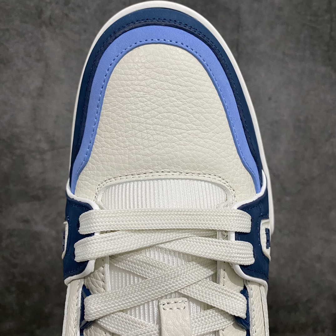 [Top-grade version without glue] Available for pick-up on the same day LV Trainer series high-end sports shoes suede white and blue