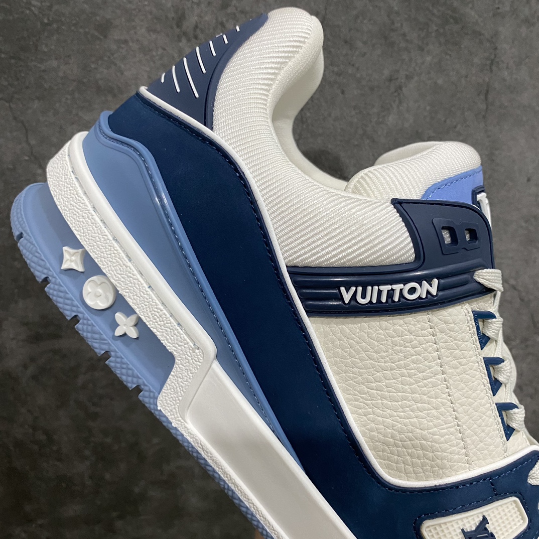 [Top-grade version without glue] Available for pick-up on the same day LV Trainer series high-end sports shoes suede white and blue