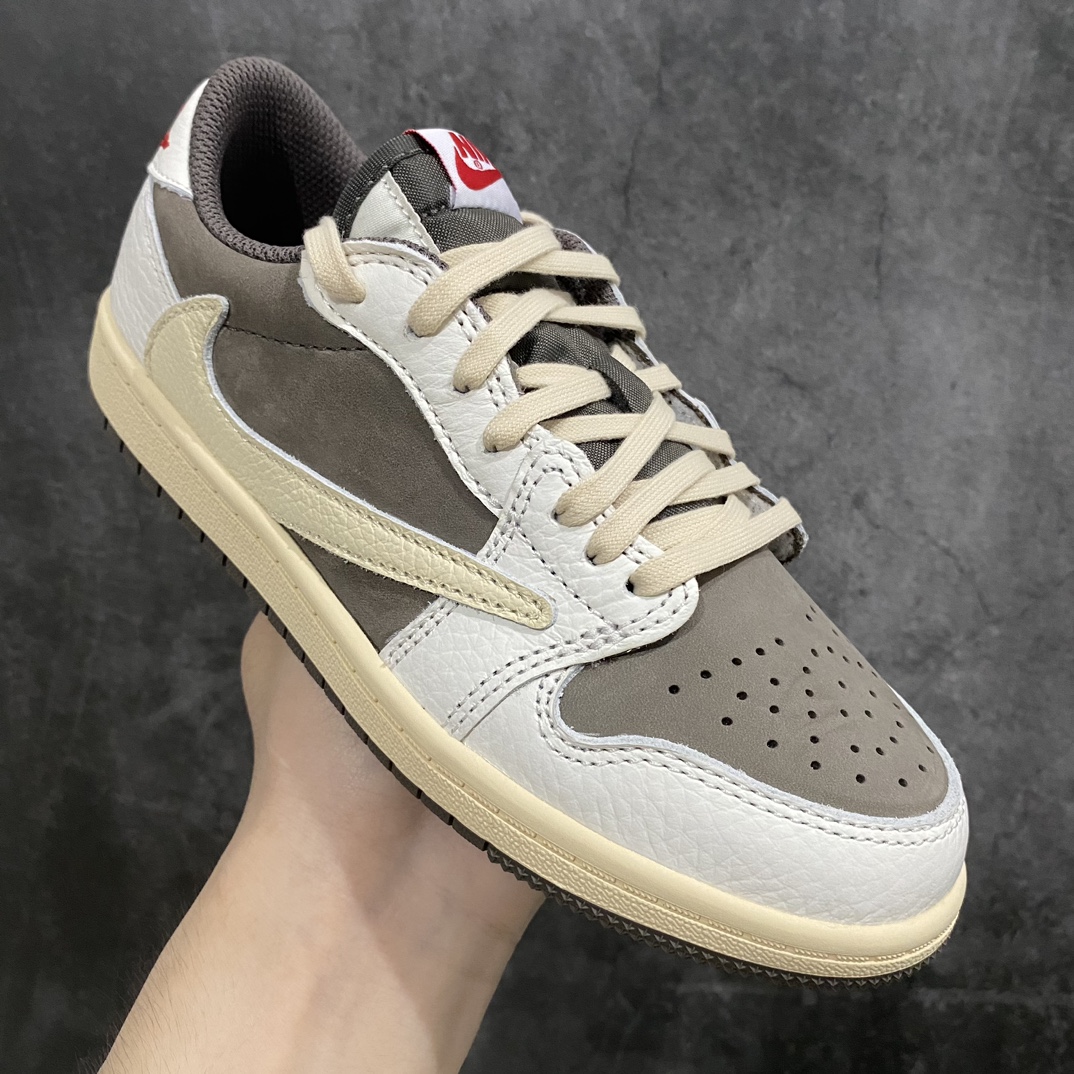 [M Pure Original] Travis Scott x Air Jordan AJ1 Low OG TS joint white and brown hook low-top children's shoes DO5442-162