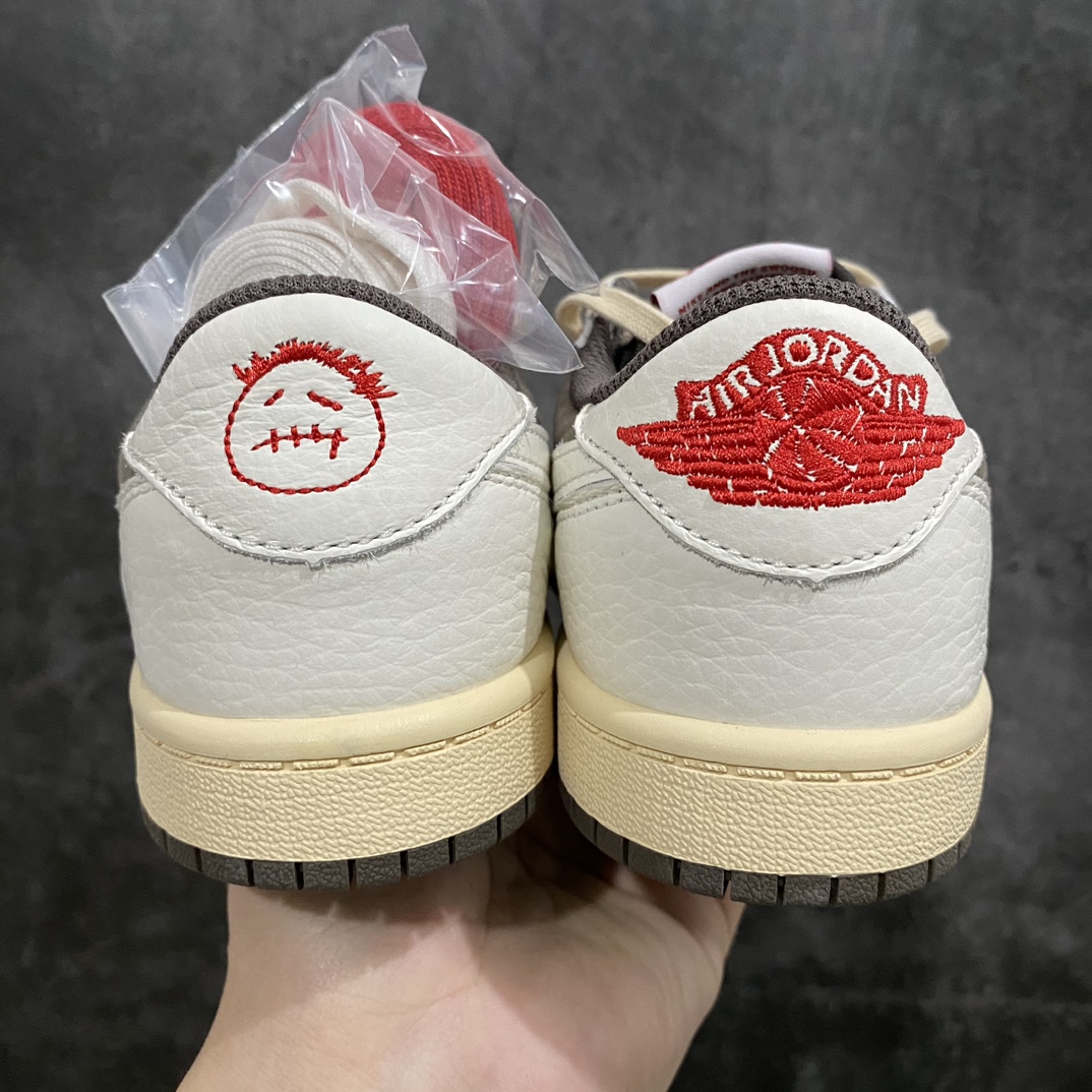 [M Pure Original] Travis Scott x Air Jordan AJ1 Low OG TS joint white and brown hook low-top children's shoes DO5442-162