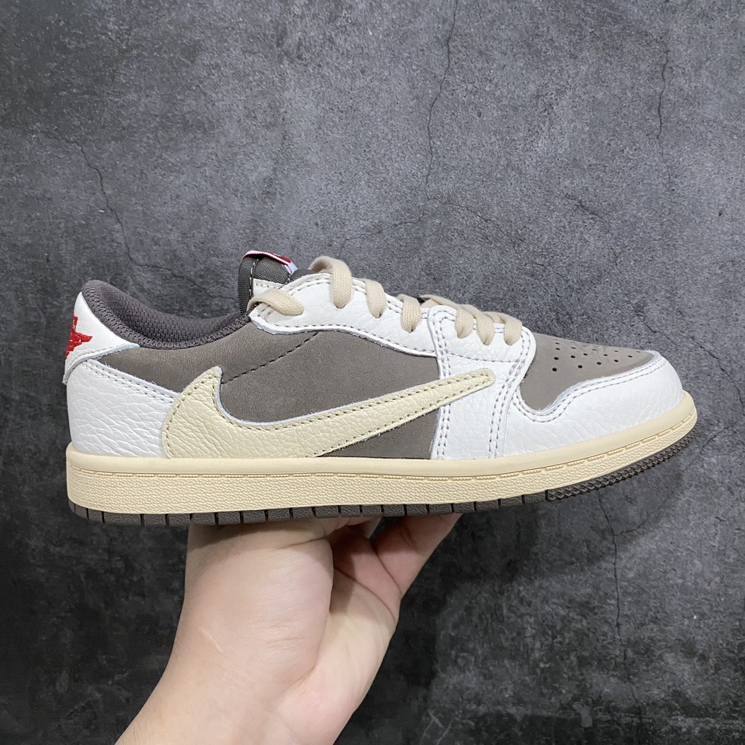 [M Pure Original] Travis Scott x Air Jordan AJ1 Low OG TS joint white and brown hook low-top children's shoes DO5442-162