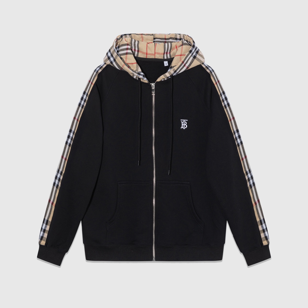 Burberry Puffer Jacket for Men with Classic Embroidery, Black/Grey, XS-L Sizes, 460g. - 图片 1