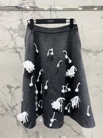 Prada Clothing Skirts Grey Light Gray Weave Wool Fashion