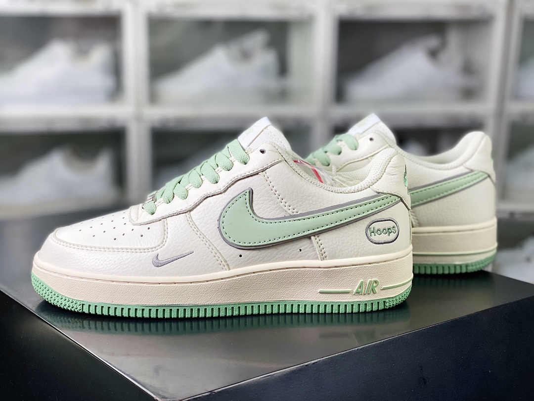 Air Force 1'07 Low EMB ”Beige/Mint/Hoops/Mini Swoosh” Air Force One low-top sneakers ”off-white mint green Hoops embroidered small hook” HP2369-007