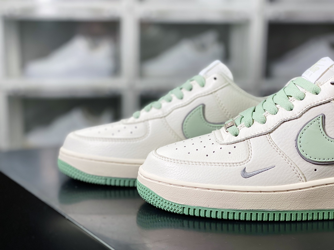 Air Force 1'07 Low EMB ”Beige/Mint/Hoops/Mini Swoosh” Air Force One low-top sneakers ”off-white mint green Hoops embroidered small hook” HP2369-007