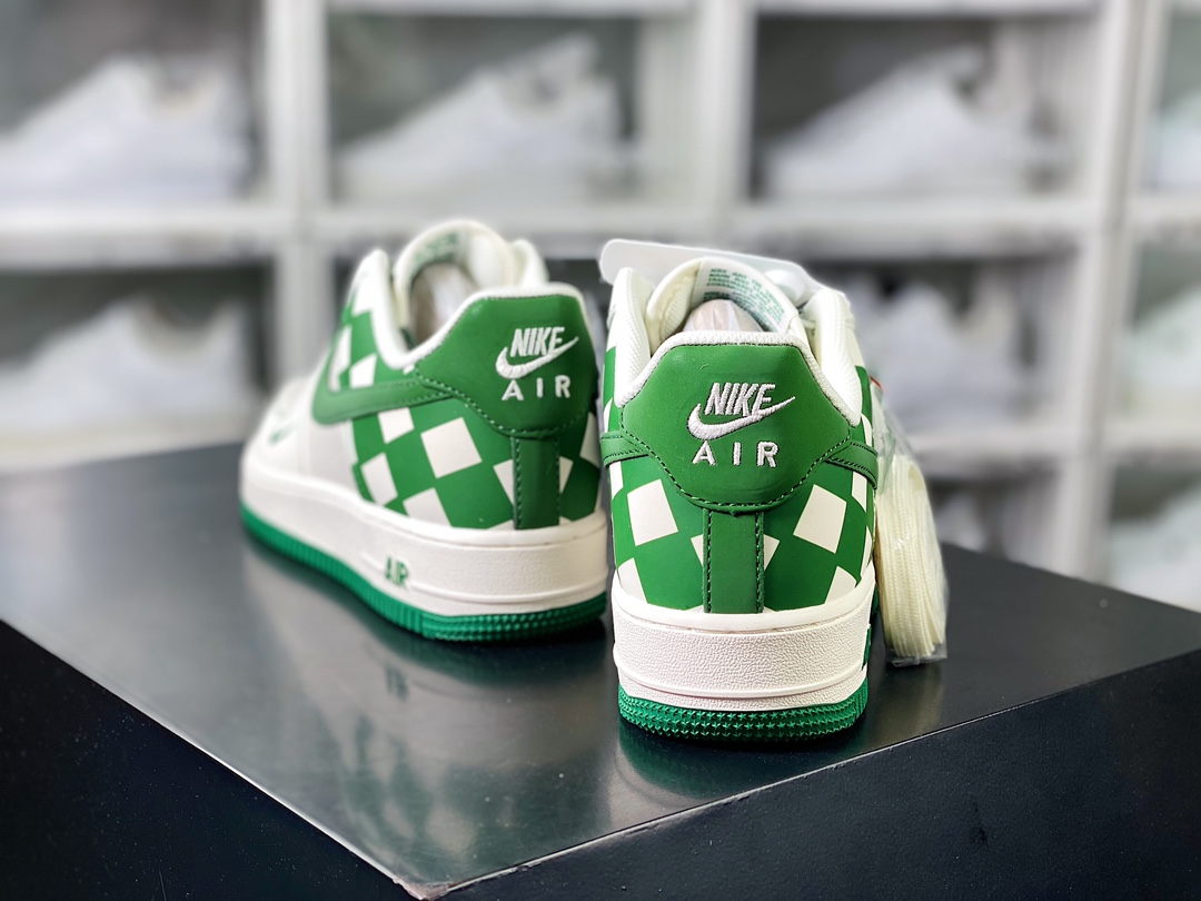 Air Force 1'07 Low ”Beige White/Green Checkerboard” Air Force One Sneakers ”Leather Beige Dark Green Reflective” GZ5688-011