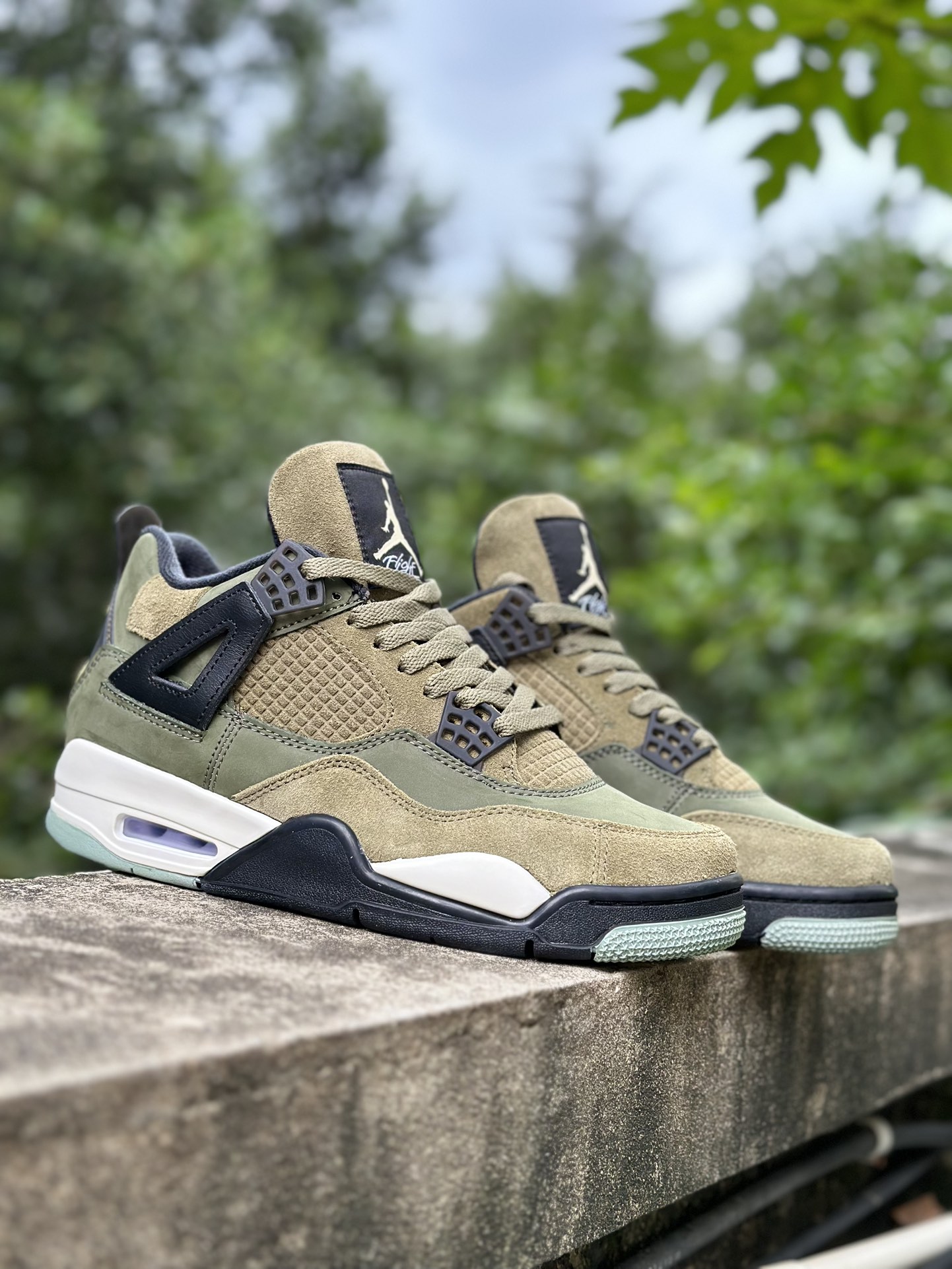 Puro original‼️ Puro original de fábrica‼️ Air Jordan AJ4 Retro verde militar conejo verde versión de exporta…