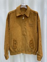 Luxury Shop
 MiuMiu AAA+
 Clothing Coats & Jackets Embroidery Corduroy Fall/Winter Collection Vintage
