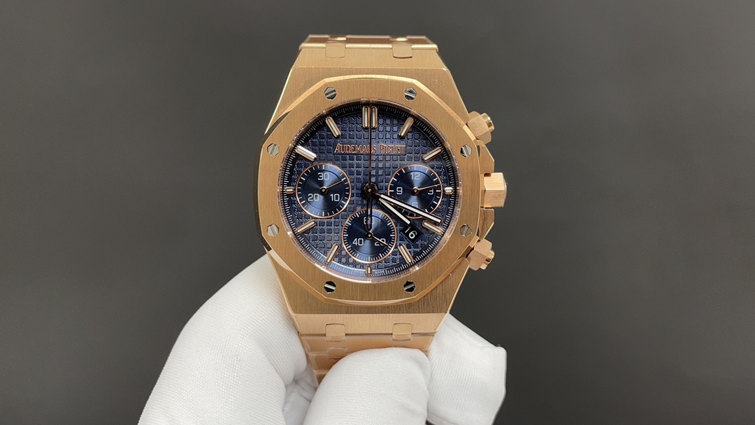 NO:391928,Today's recommendation Audemars Piguet Royal Oak brand new 26240 chronograph, rose gold, blue face, 41mm machine, shipment, top quality, audemars19860909今日推荐 爱彼 皇家橡树全新26240计时码表 玫瑰金 蓝面 41mm 机 出货实拍 顶级品质,,audemars,Watch