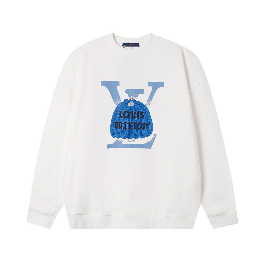 Louis Vuitton AAAAA
 Clothing Sweatshirts Black White Printing Unisex Cotton Fall/Winter Collection Long Sleeve