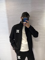 Hermes Clothing Coats & Jackets Two Piece Outfits & Matching Sets Black Grey White Unisex Cotton Knitting Fall/Winter Collection Casual