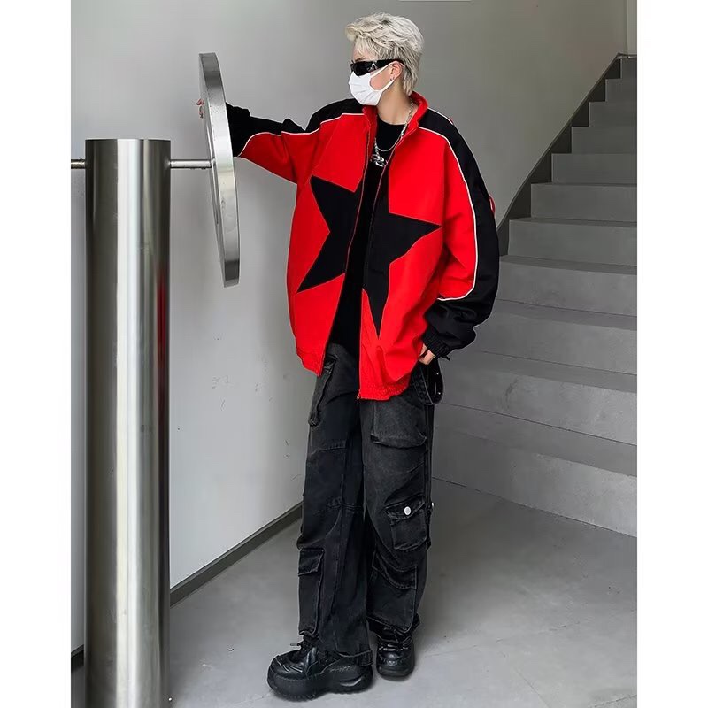 “High Street Stars Jacket Collection: Spring, Autumn, Winter Styles in Grey, Red” - 图片 3