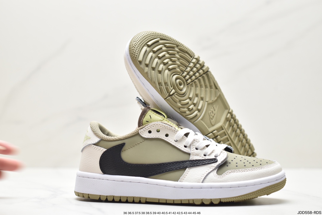 fragment design x Travis Scott x Nike Air Jordan 1 Low OG SP ”Black/Green Toe” AJ1 Jordan 1 basketball shoes FZ3124-200