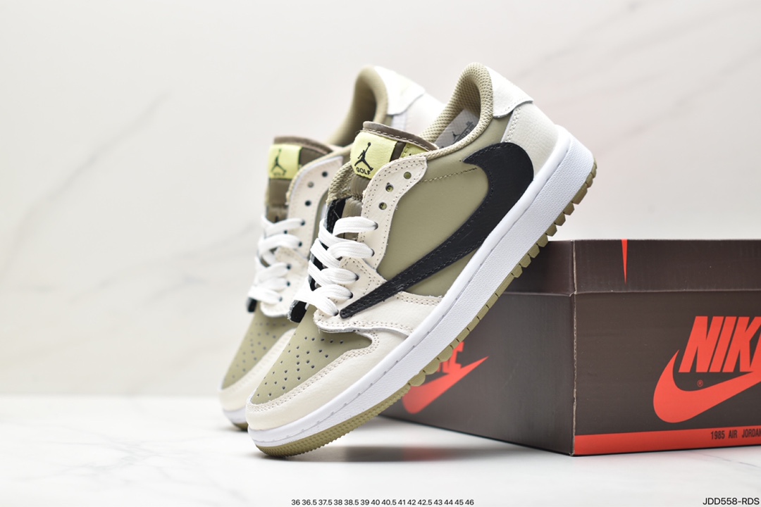 fragment design x Travis Scott x Nike Air Jordan 1 Low OG SP ”Black/Green Toe” AJ1 Jordan 1 basketball shoes FZ3124-200