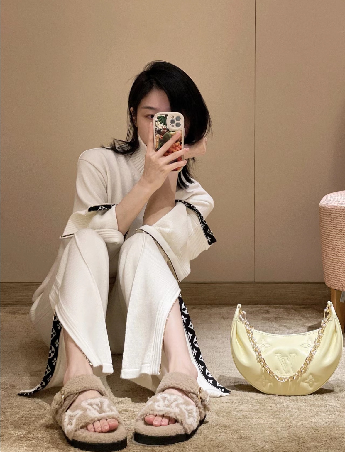 NO:592748,Upper foot picture reference #, furry shoes and slippers, slippers19860909上脚图参考#,毛毛鞋拖鞋,slippers,Women's Shoes