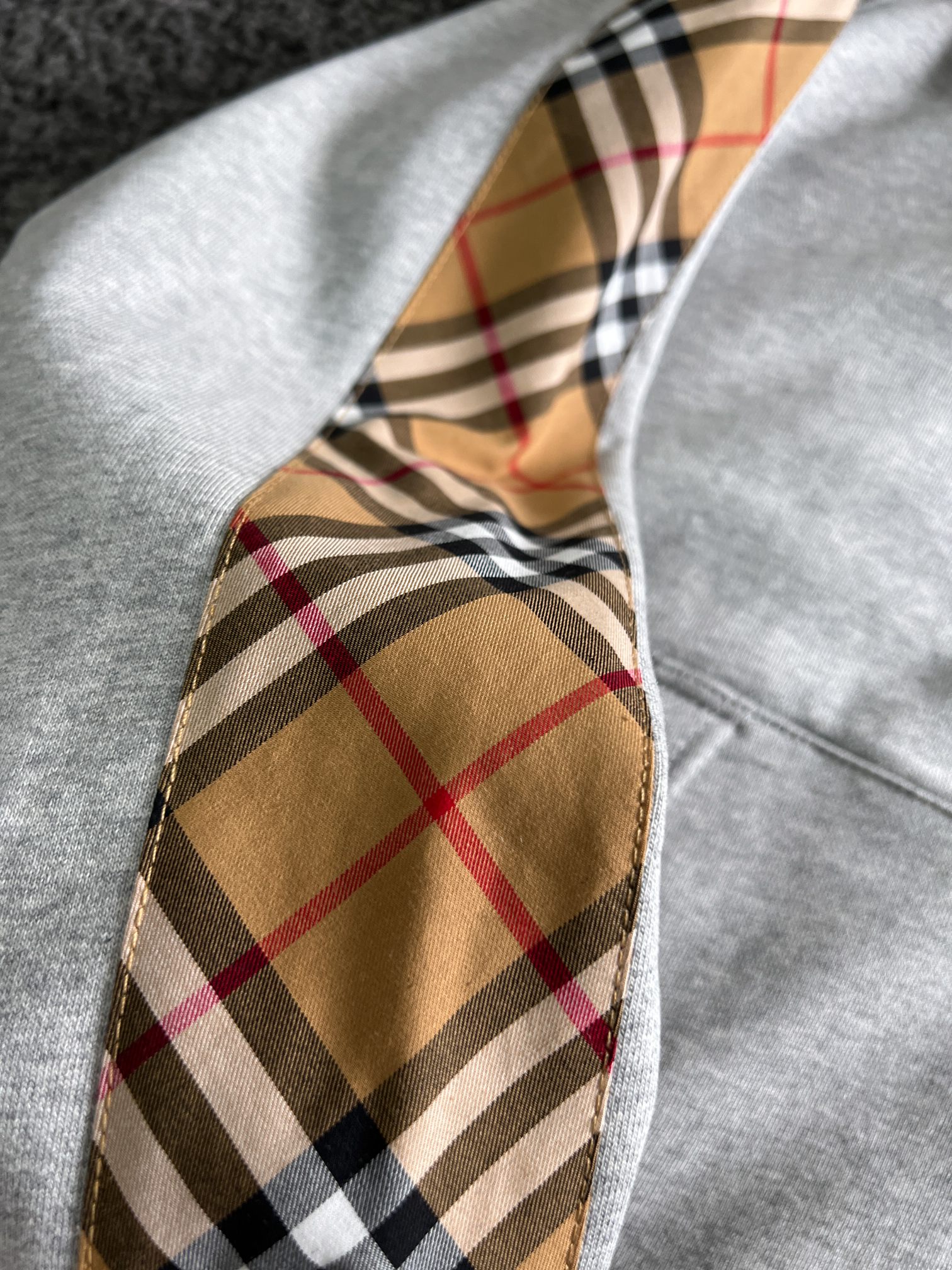 Burberry Men's Grey Cotton Zip-Up Hoodie with Signature Check Trim 8 a1694108963622 7708