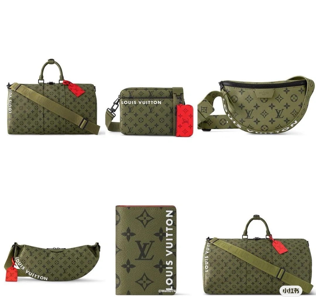 Louis Vuitton Official LV mens bags Green Flower Series